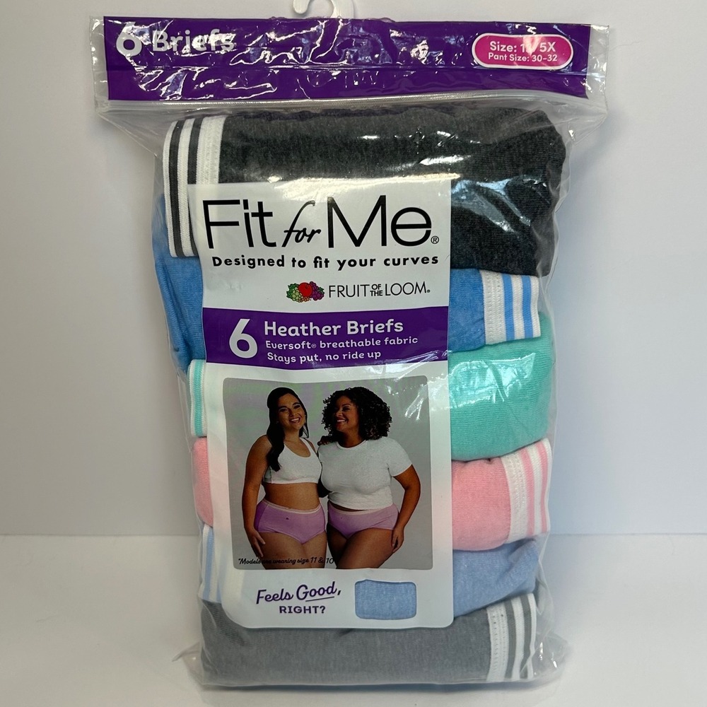 Fruit of the Loom Fit for Me 6 Pack Heather Briefs Size 13 5X Assorted New